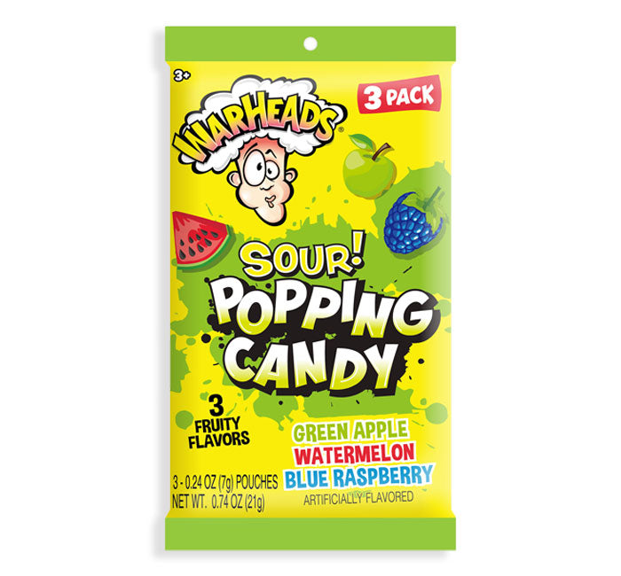 WARHEADS SOUR POPPING CANDY 3PK